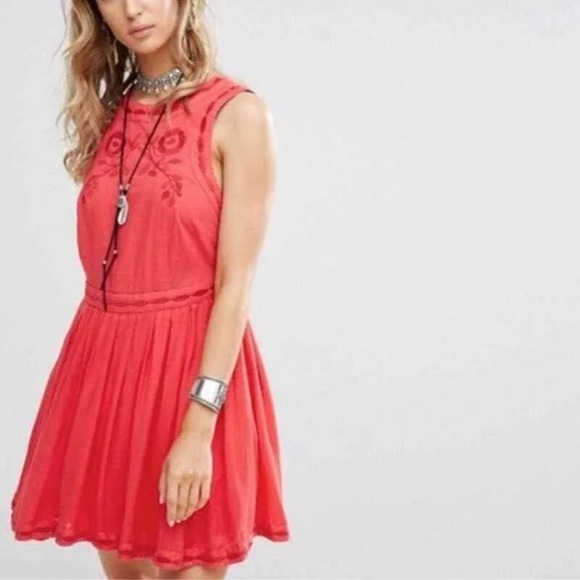 Free People Delightful Birds of Feather Dress in Paradise Coral Size‎ 0 - Picture 3 of 14